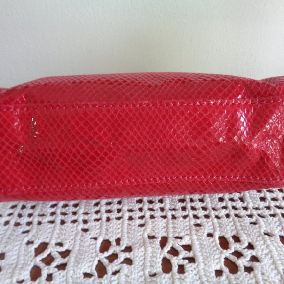 Michael Kors Clutch Evening Bag Cosmetic Case Make Up Pouch Red Snakeskin Look - Picture 3 of 12